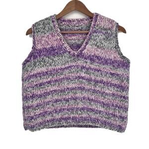 Handmade Knitted V-Neck Sweater Vest Slipover size XL